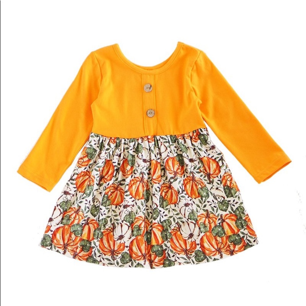Fall Casual Dress Orange pumpkin print